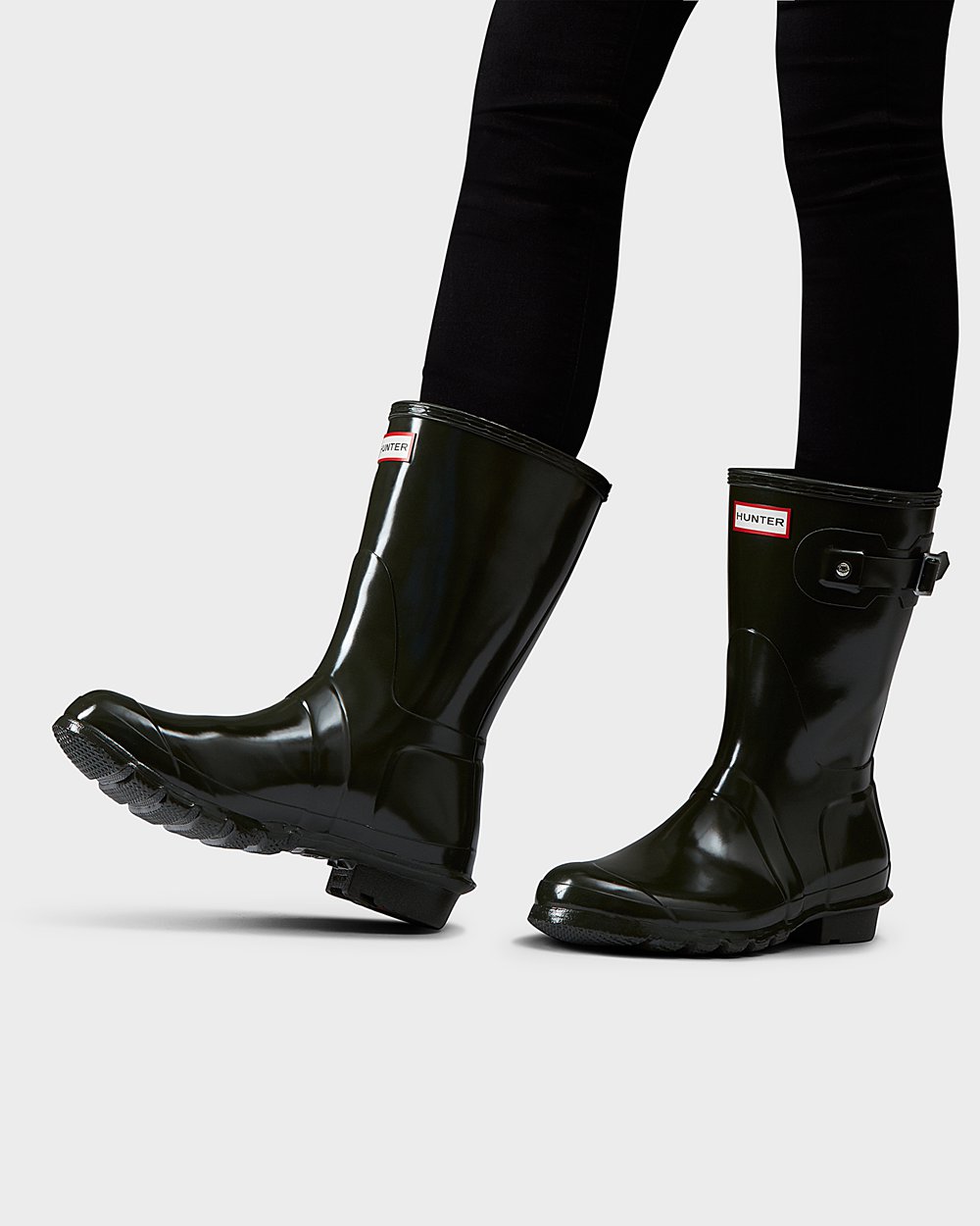 Hunter Mujer Original Gloss - Botas de Lluvia Verde Oscuro Oliva - 916-MRWTZN